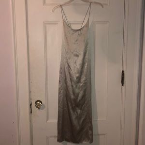 Teal/Silver Slip On Silk Dress